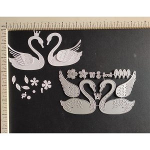 TWO SWANS WITH FLOWERS