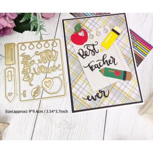 BEST TEACHER EVER-WORDS AND NOTEPAD , PENCIL SET OF DIES