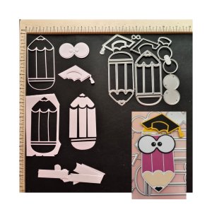 CARTOON PENCIL WITH GRADUATION HAT