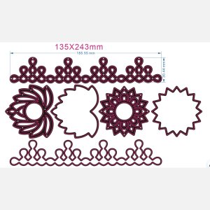 SET OF BORDER ,  LOTUS  AND DOILY WITH SHADOW