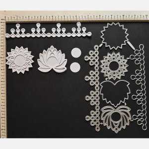SET OF BORDER ,  LOTUS  AND DOILY WITH SHADOW